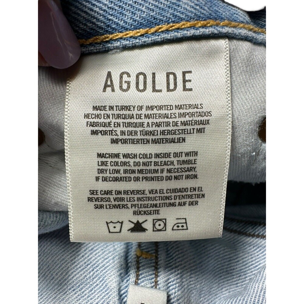 Agolde Jean Shorts Size 25 Women’s Blue Denim Parker Button Fly Distressed AB8-3 - Picture 4 of 9